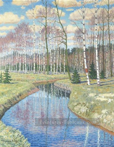 SPRINGTIME Nikolay Bogdanov Belsky paysage de la rivière Peintures à l'huile